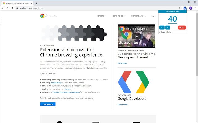 OffiDocs Chromium çevrimiçi ile çalıştırılacak Chrome web mağazasından Button Counter G