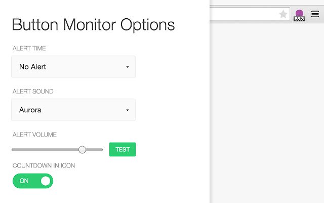 Chrome ウェブストアからの Button Monitor を OffiDocs Chromium オンラインで実行する