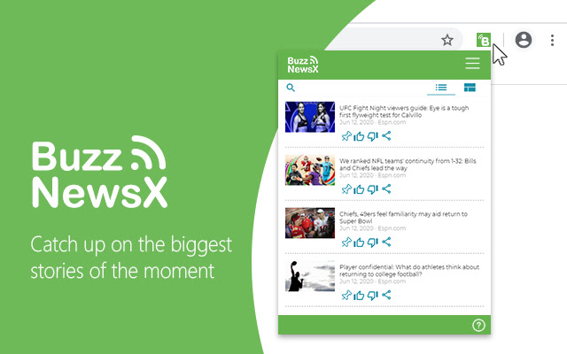 Chrome ウェブストアの Buzz News X を OffiDocs Chromium オンラインで実行