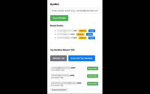 ByeMail  from Chrome web store to be run with OffiDocs Chromium online