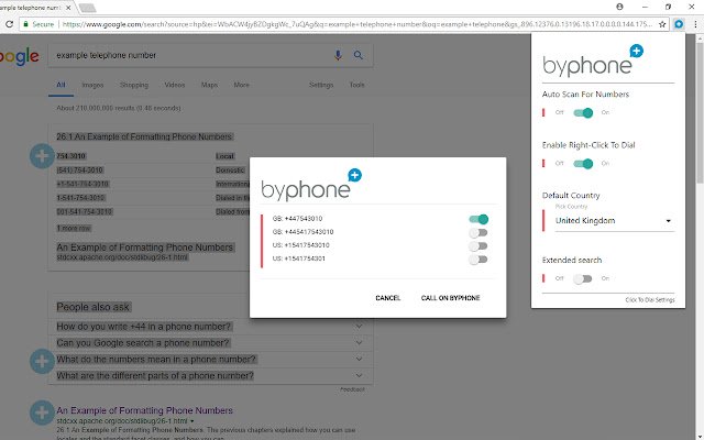 Byphone Number Linkify ze sklepu internetowego Chrome do uruchomienia z OffiDocs Chromium online