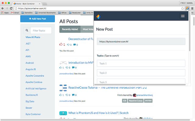 ByteContainer chrome extension  from Chrome web store to be run with OffiDocs Chromium online