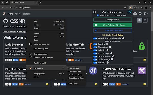 Cache Cleaner  from Chrome web store to be run with OffiDocs Chromium online