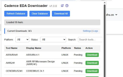 Cadence EDA Downloader  from Chrome web store to be run with OffiDocs Chromium online