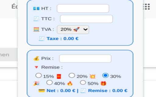 Calculatrice TVA  Remise  from Chrome web store to be run with OffiDocs Chromium online