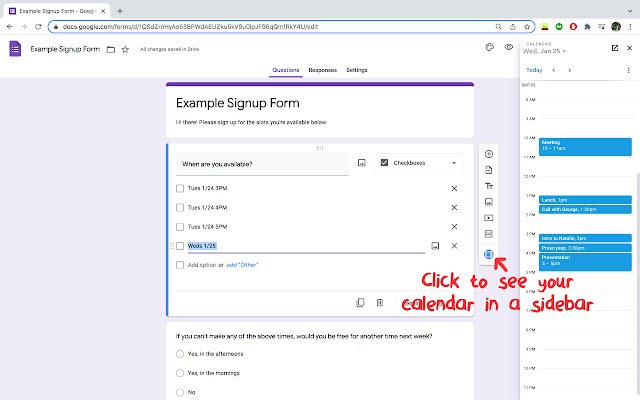 Calendar Express für Google Forms™ aus dem Chrome-Webshop zur Ausführung mit OffiDocs Chromium online