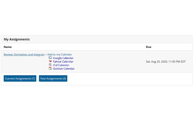 Calendar for WebAssign  from Chrome web store to be run with OffiDocs Chromium online