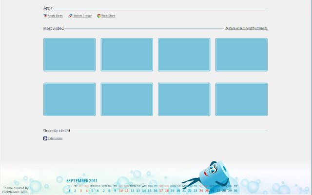 ธีมปฏิทินซึ่งได้รับแรงบันดาลใจจาก ClickClean จาก Chrome เว็บสโตร์เพื่อใช้งานกับ OffiDocs Chromium ออนไลน์