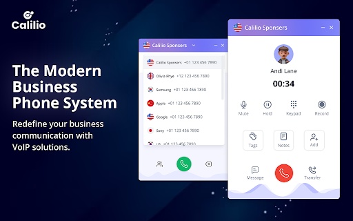 Calilio Dialer  from Chrome web store to be run with OffiDocs Chromium online
