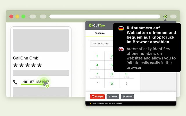 CallOne Click To Dial aus dem Chrome Web Store zur Ausführung mit OffiDocs Chromium online