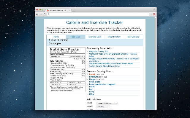 Calorie and Exercise Tracker ຈາກ Chrome web store ທີ່ຈະດໍາເນີນການກັບ OffiDocs Chromium ອອນໄລນ໌