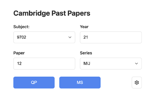 Cambridge Past Papers  from Chrome web store to be run with OffiDocs Chromium online