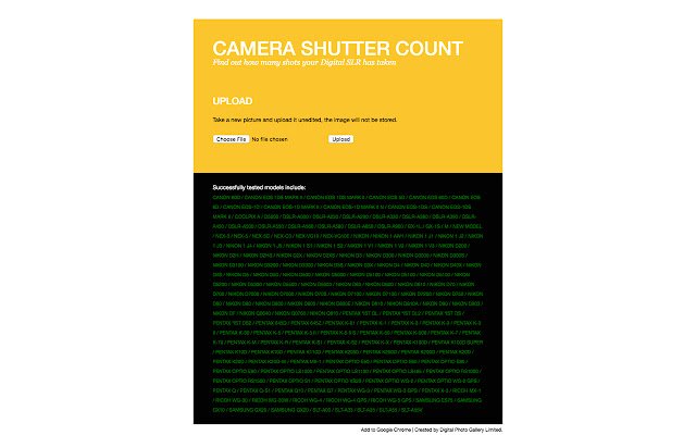 Camera Shutter Count  from Chrome web store to be run with OffiDocs Chromium online