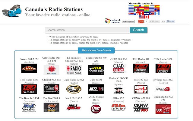 Canada Radios de Chrome web store se ejecutará con OffiDocs Chromium en línea