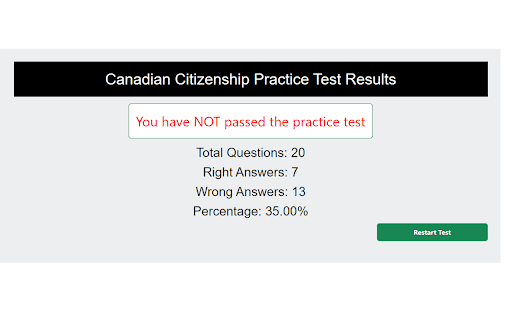 Canadian Citizenship Test  from Chrome web store to be run with OffiDocs Chromium online