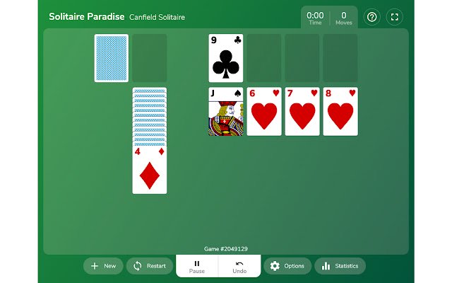 Canfield Solitaire Zagraj w gry karciane Canfield ze sklepu internetowego Chrome, które można uruchamiać w trybie online za pomocą OffiDocs Chromium
