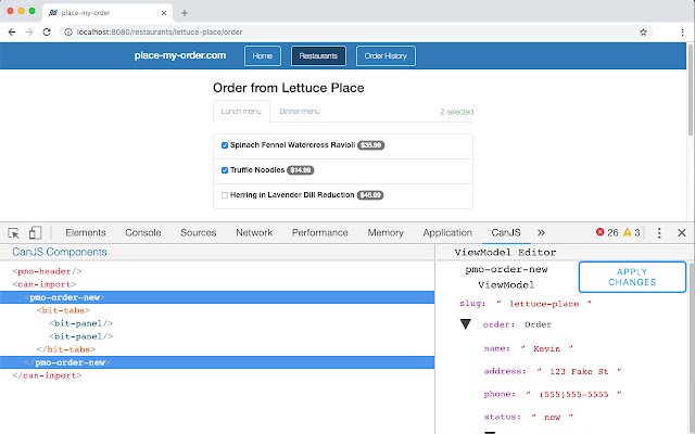 CanJS DevTools  from Chrome web store to be run with OffiDocs Chromium online