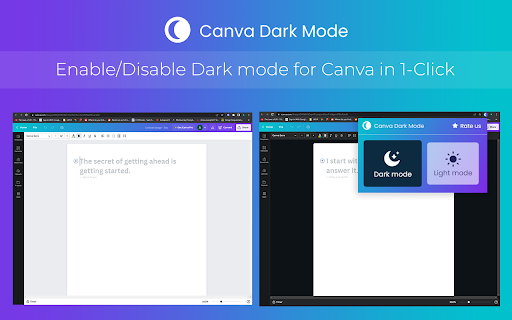 Canva Dark Mode  from Chrome web store to be run with OffiDocs Chromium online