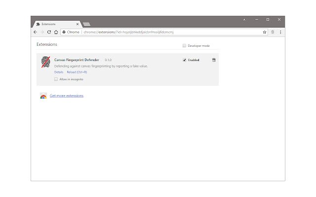 Canvas Fingerprint Defender  from Chrome web store to be run with OffiDocs Chromium online