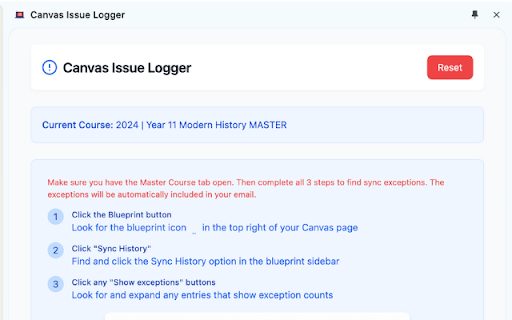 Canvas Issue Logger  from Chrome web store to be run with OffiDocs Chromium online