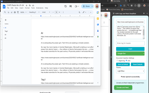 CAPS Copy and Paste Simplified  from Chrome web store to be run with OffiDocs Chromium online