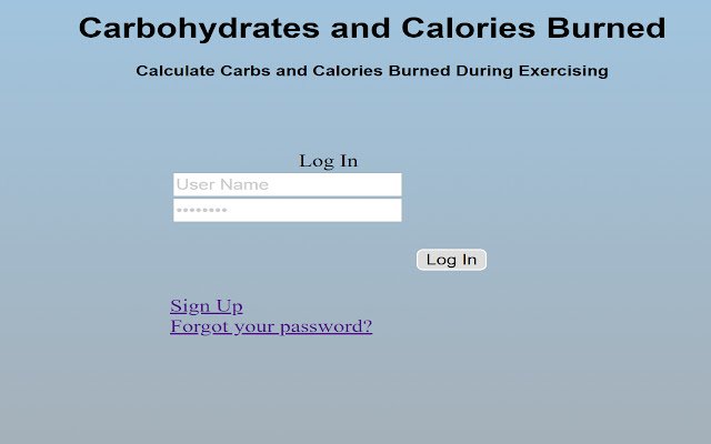 Carbohydrates and Calories Burned  from Chrome web store to be run with OffiDocs Chromium online