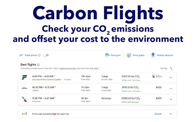 Carbon Flights  from Chrome web store to be run with OffiDocs Chromium online