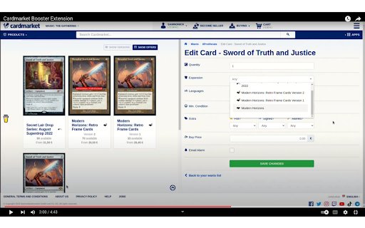Cardmarket Booster  from Chrome web store to be run with OffiDocs Chromium online