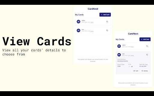CardNest  from Chrome web store to be run with OffiDocs Chromium online