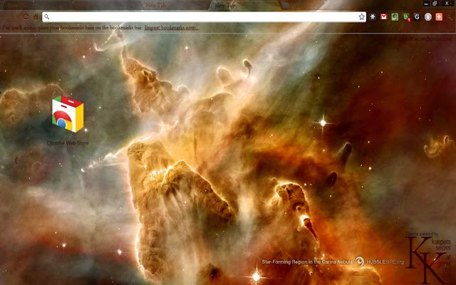 Тема Carina Nebula из интернет-магазина Chrome будет работать с OffiDocs Chromium онлайн