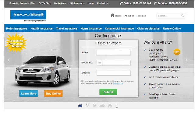 Car Insurance Bajaj  from Chrome web store to be run with OffiDocs Chromium online