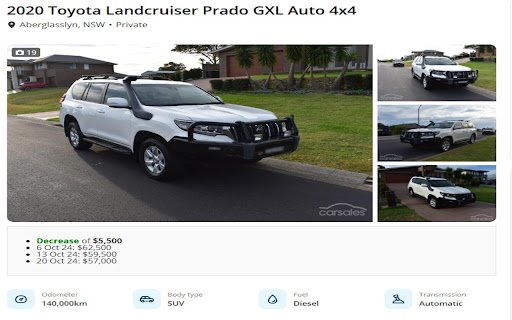 Carsales.com.au Price History Tracker  from Chrome web store to be run with OffiDocs Chromium online