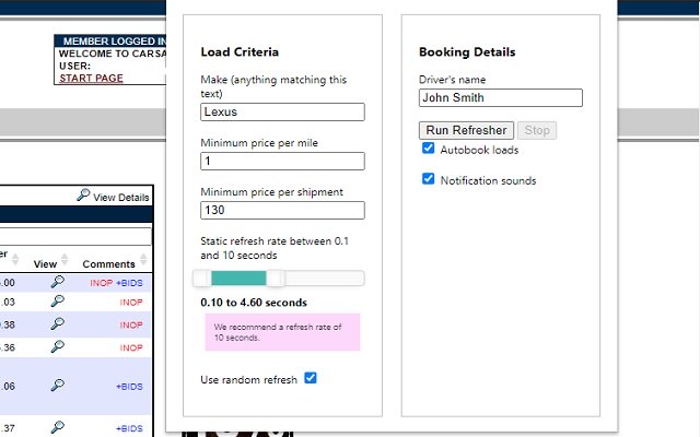 Carsbooker  from Chrome web store to be run with OffiDocs Chromium online