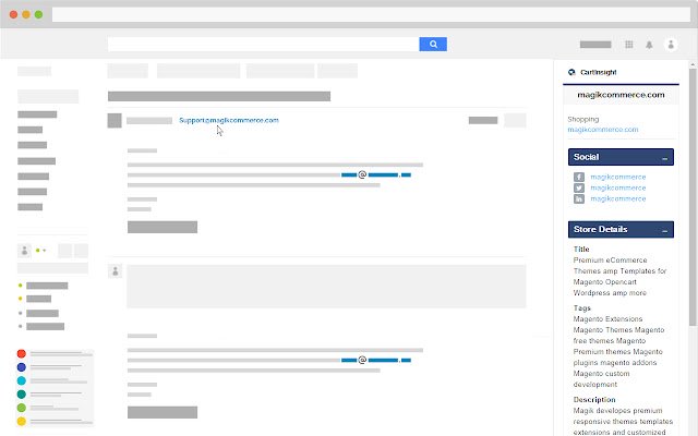 Chrome ウェブストアの CartInsight for Gmail を OffiDocs Chromium online で実行