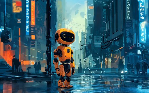 cartoon ai robot scene  from Chrome web store to be run with OffiDocs Chromium online