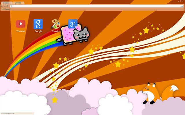 Тема Cartoon: Nyan Cat 1280x720 из интернет-магазина Chrome будет работать с OffiDocs Chromium online