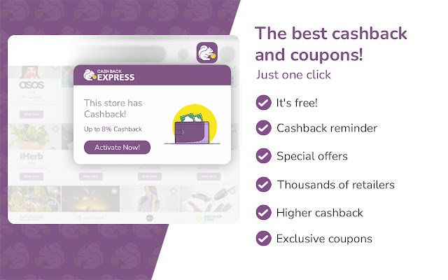 Cashback Express Plus de boutiques, de plus grandes récompenses de la boutique en ligne Chrome à exécuter avec OffiDocs Chromium en ligne
