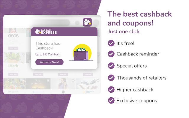 Cashback Express Lebih banyak kedai, Ganjaran lebih besar daripada kedai web Chrome untuk dijalankan dengan OffiDocs Chromium dalam talian