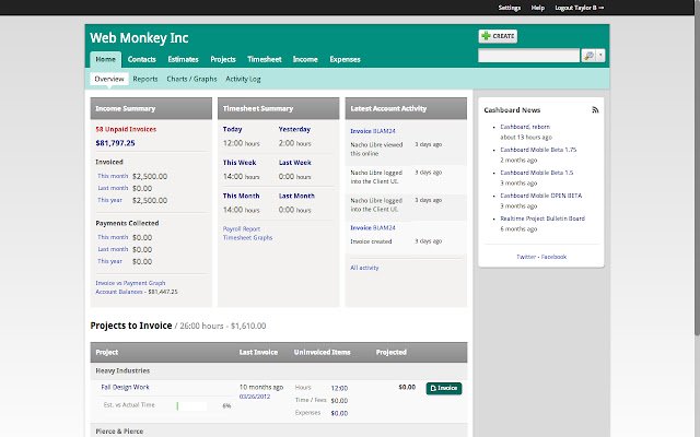 Cashboard  from Chrome web store to be run with OffiDocs Chromium online