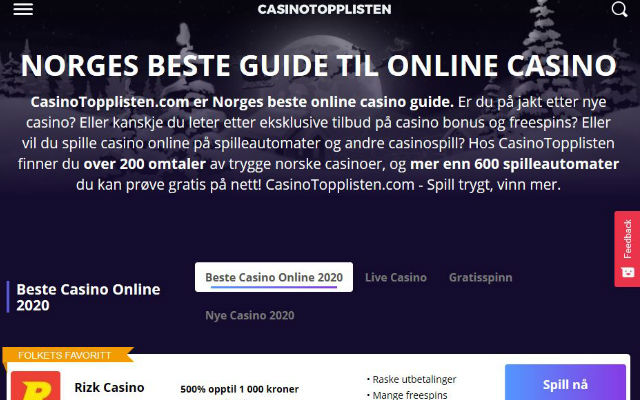 CasinoTopplisten.com з веб-магазину Chrome буде працювати за допомогою OffiDocs Chromium онлайн
