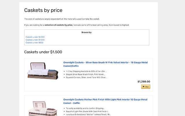 Caskets for sale: Buy cheap caskets online  from Chrome web store to be run with OffiDocs Chromium online