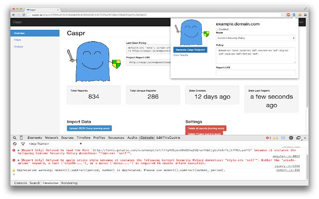 Caspr: Enforcer  from Chrome web store to be run with OffiDocs Chromium online