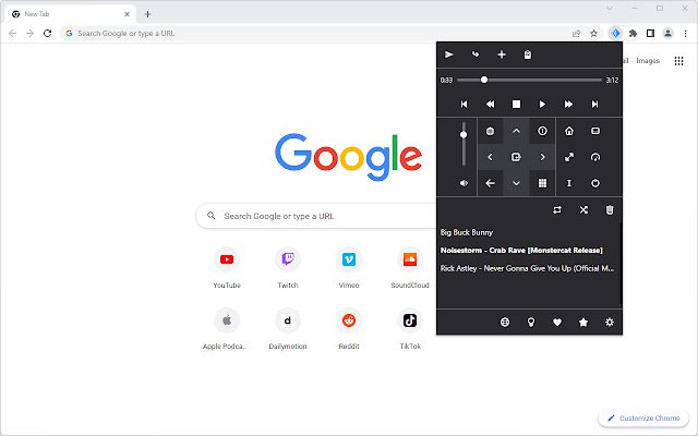 Cast Kodi  from Chrome web store to be run with OffiDocs Chromium online