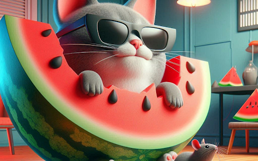 Cat, mouse and watermelon  from Chrome web store to be run with OffiDocs Chromium online