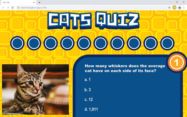 Chrome ウェブストアの Cats Quiz ゲームを OffiDocs Chromium オンラインで実行