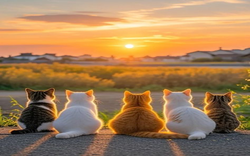 Cat watching sunset wallpaper  from Chrome web store to be run with OffiDocs Chromium online