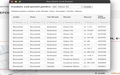 Cauta Cod Postal Romania (Coduri Postale) from Chrome web store to be run with OffiDocs Chromium online Cauta Cod Postal Romania (Coduri Postale) from Chrome web store to be run with OffiDocs Chromium online