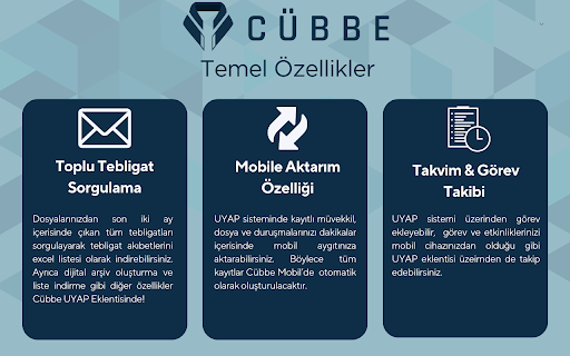 Cübbe UYAP Eklentisi (Yeni Portal)  from Chrome web store to be run with OffiDocs Chromium online Cübbe UYAP Eklentisi (Yeni Portal)  from Chrome web store to be run with OffiDocs Chromium online