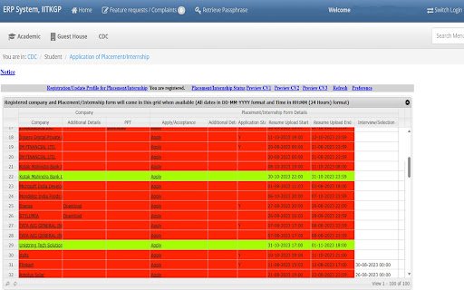 CDC (CV) Deadline Status IIT KGP  from Chrome web store to be run with OffiDocs Chromium online
