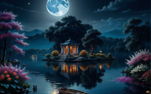 Celestial Moonlit Lake  from Chrome web store to be run with OffiDocs Chromium online